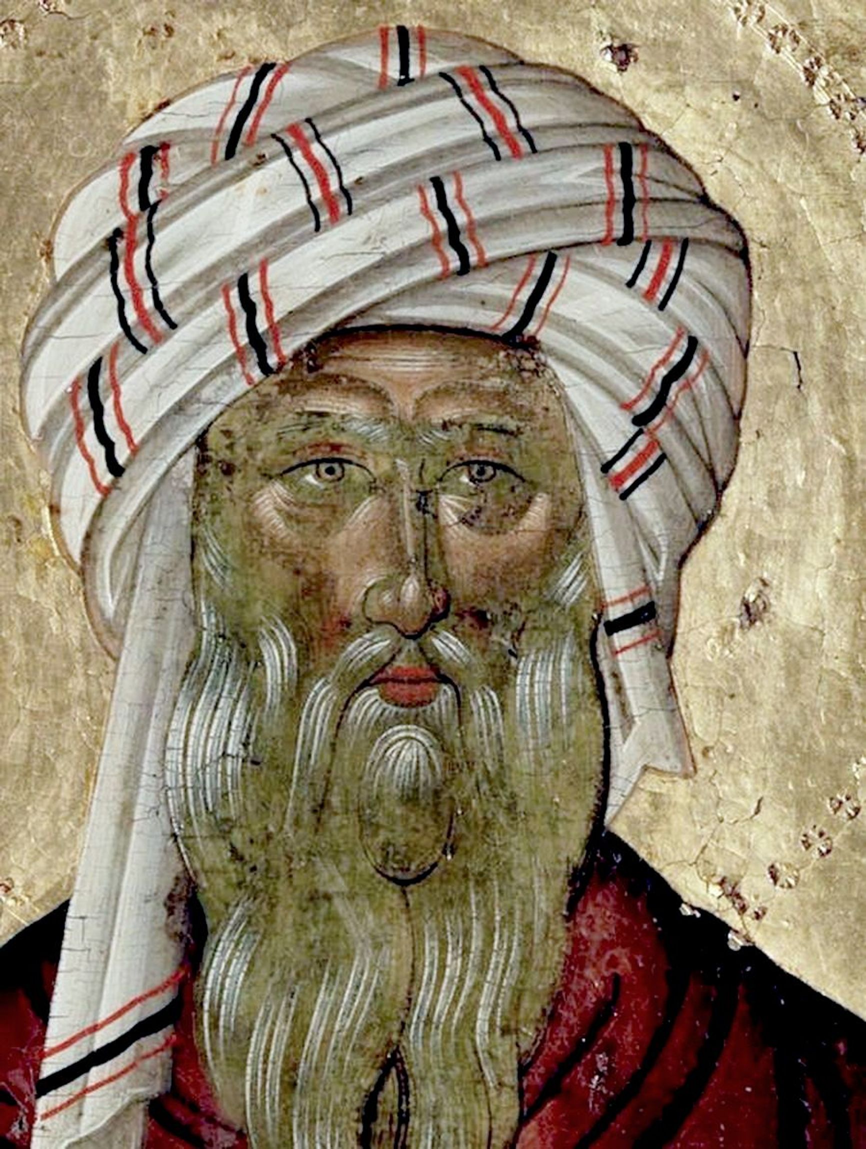 Святой Преподобный Иоанн Дамаскин. Фрагмент иконы. Греция, около 1500 года